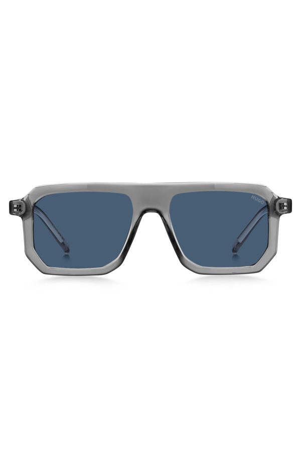 Hugo Boss Lunettes de soleil teinte grise transparente avec verres bleus