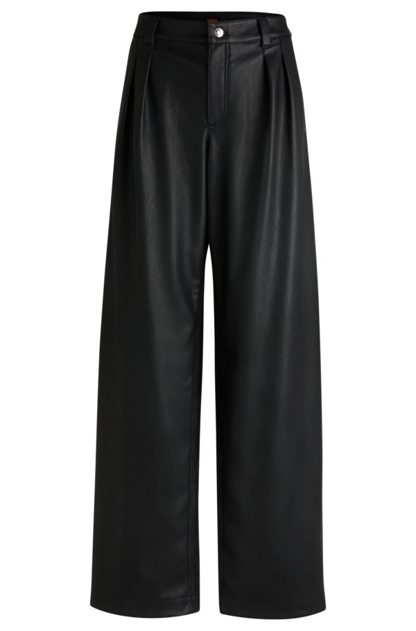 Hugo Boss Pantalon Regular large en similicuir