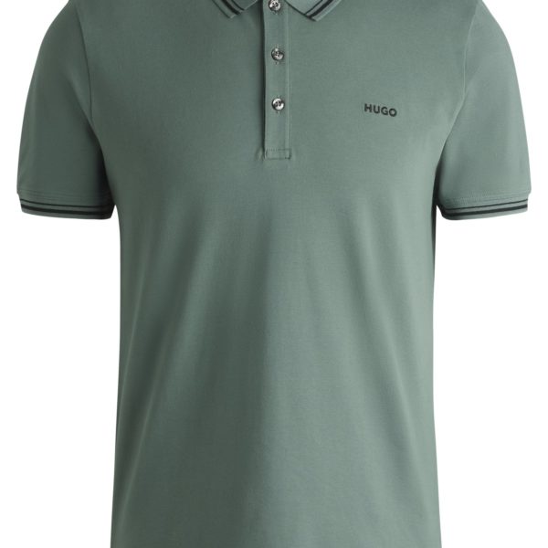 Hugo Boss Polo ajusté en coton stretch avec logo imprimé