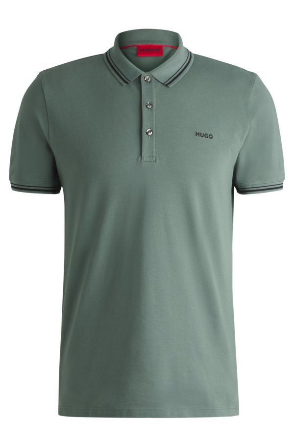Hugo Boss Polo ajusté en coton stretch avec logo imprimé