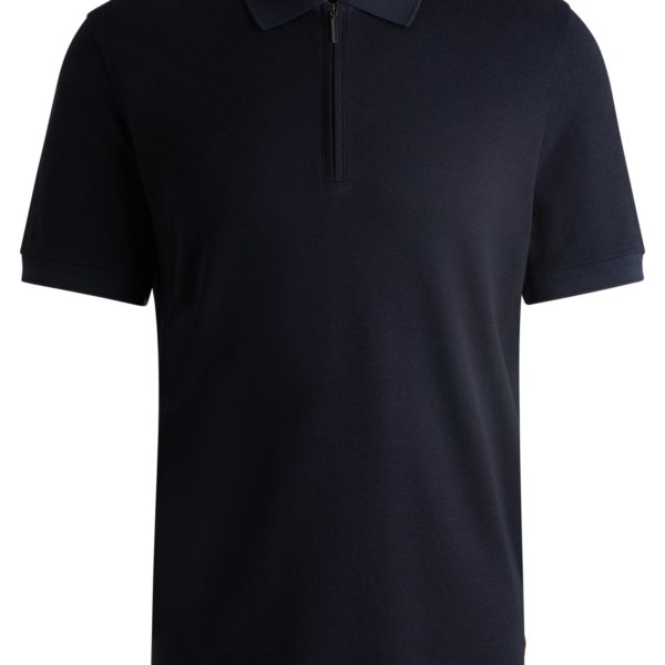 Hugo Boss Polo à encolure zippée en coton et cachemire