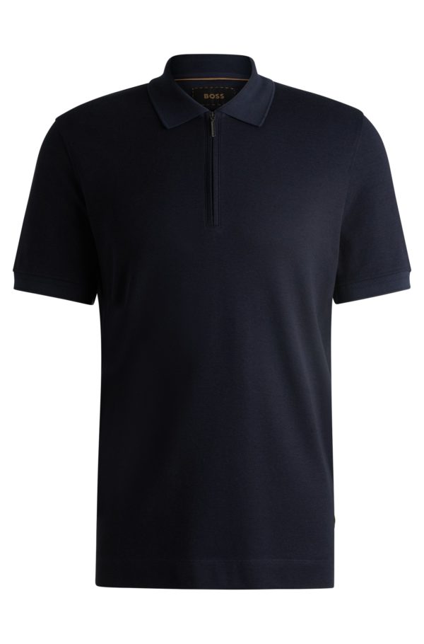 Hugo Boss Polo à encolure zippée en coton et cachemire