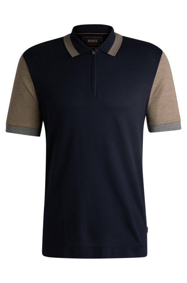 Hugo Boss Polo en coton et soie à détails contrastants