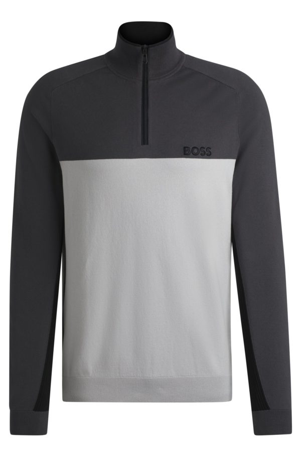 Hugo Boss Pull Regular en coton mélangé à effet color block