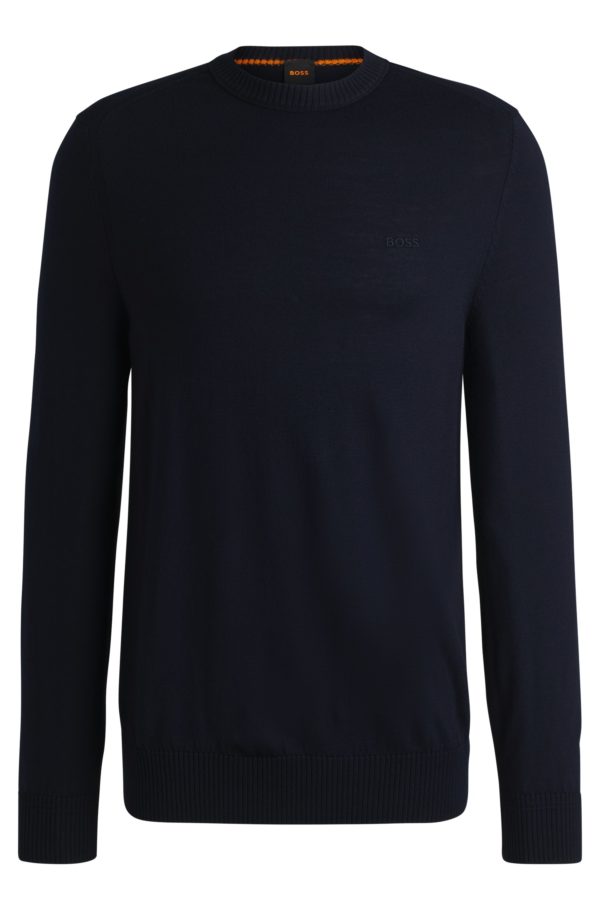 Hugo Boss Pull Regular en laine mélangée à logo brodé