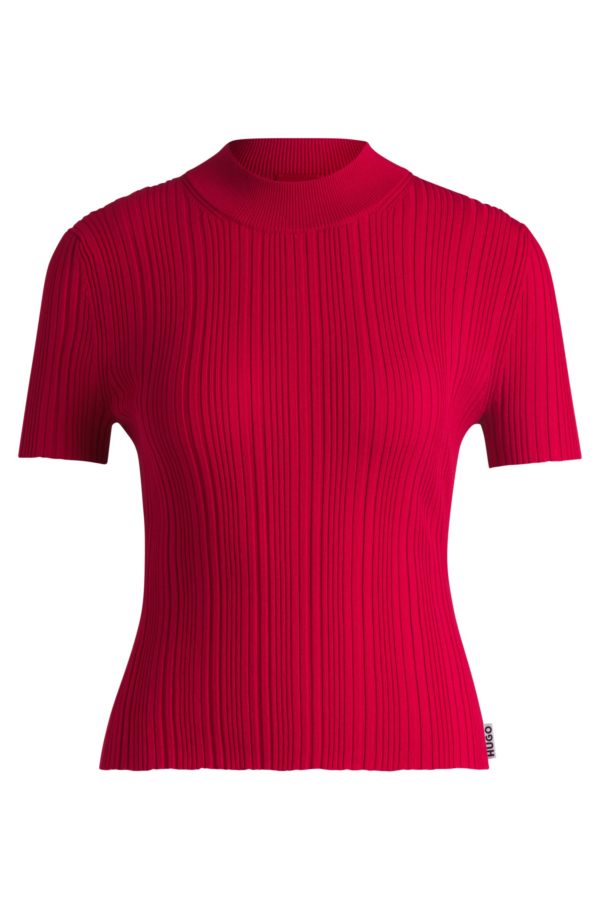 Hugo Boss Pull à col montant en maille côtelée irrégulière