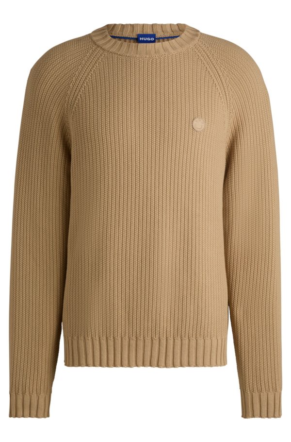 Hugo Boss Pull en coton côtelé avec badge logoté