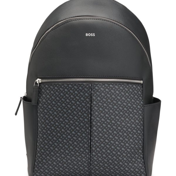 Hugo Boss Sac à dos en similicuir avec poche frontale à imprimé monogramme