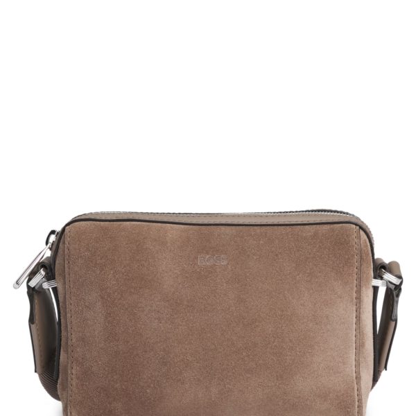 Hugo Boss Sac porté croisé en cuir suédé avec logo gravé en creux
