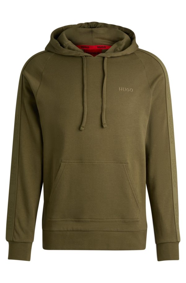 Hugo Boss Sweat à capuche en molleton de coton avec ruban logoté sur les manches
