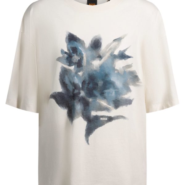 Hugo Boss T-shirt Oversize en jersey de coton avec motif artistique de la saison