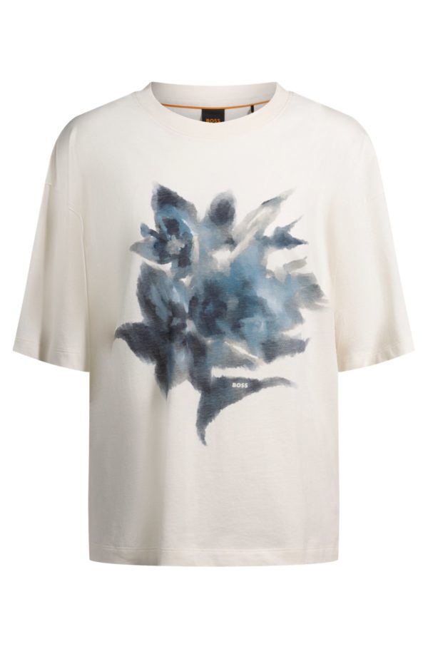 Hugo Boss T-shirt Oversize en jersey de coton avec motif artistique de la saison