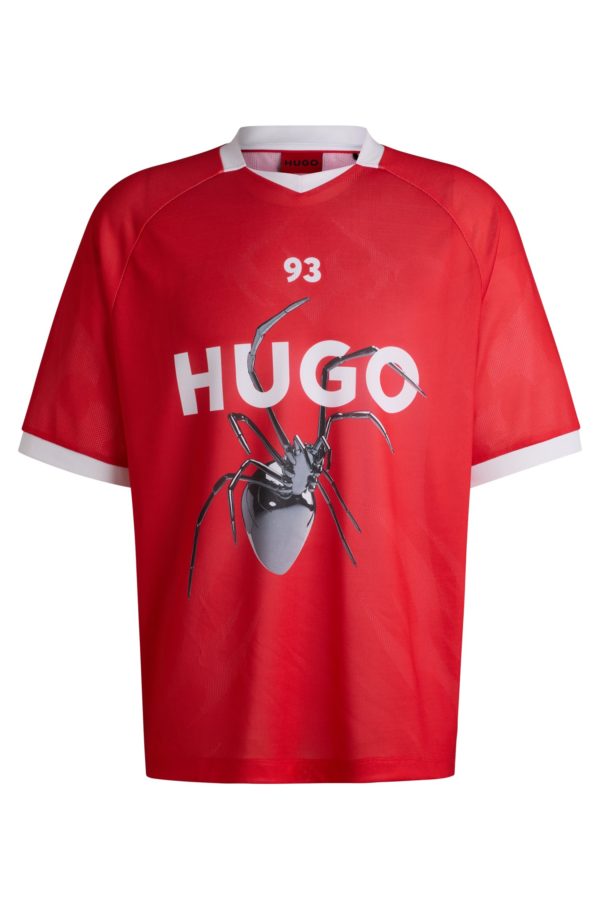 Hugo Boss T-shirt Relaxed en mesh inspiré du football
