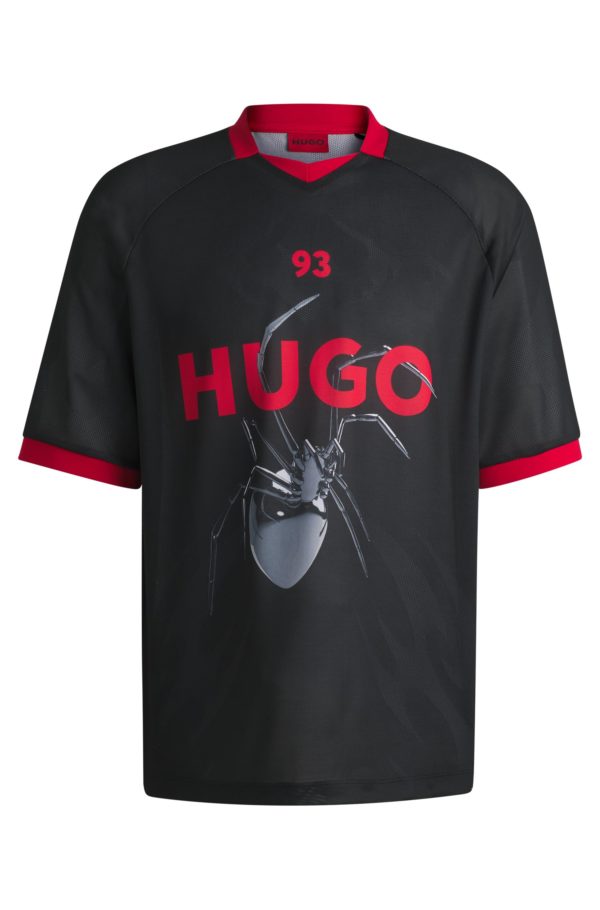 Hugo Boss T-shirt Relaxed en mesh inspiré du football