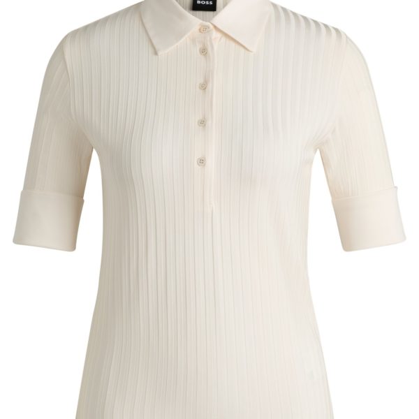 T-shirt côtelé à col polo et finitions unies – Hugo Boss