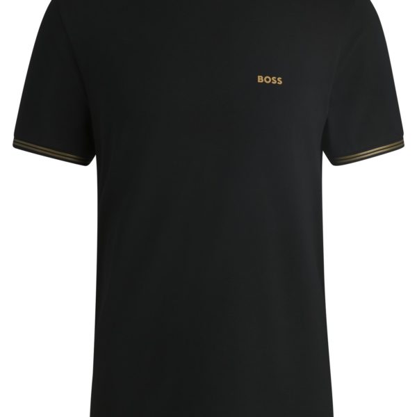 T-shirt en coton stretch avec rayures et logo – Hugo Boss