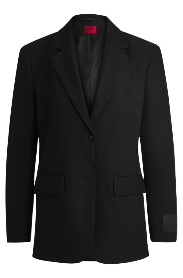 Hugo Boss Veste Regular en tissu stretch à revers crantés
