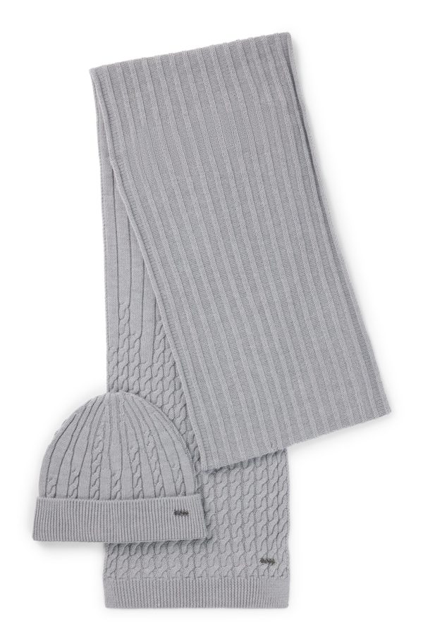 Hugo Boss Bonnet et écharpe en laine mélangée