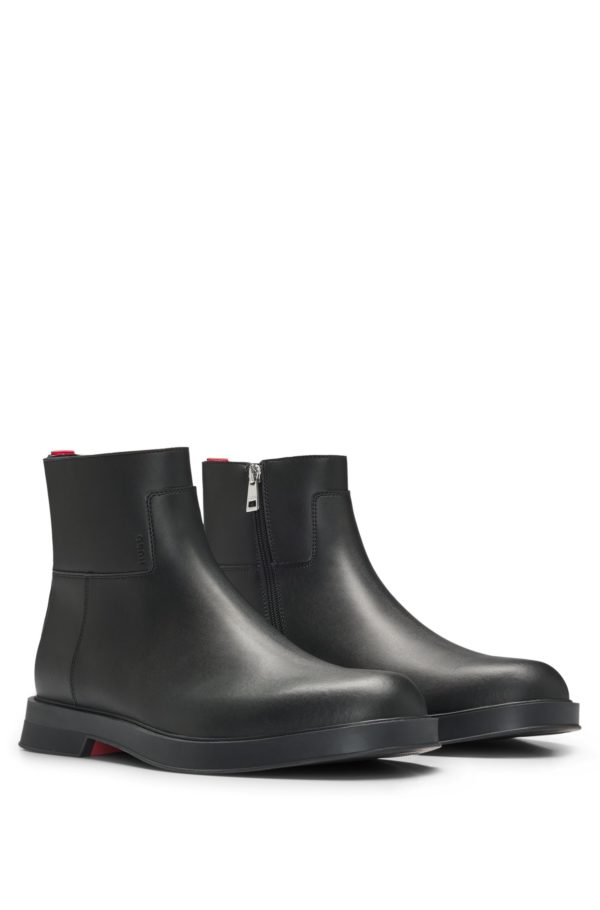 Hugo Boss Bottines mi-hautes zippées en cuir avec surpiqûres