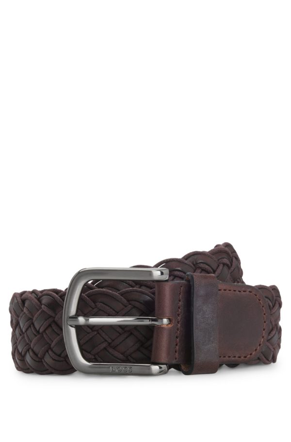 Hugo Boss Ceinture en cuir tressé avec boucle logotée