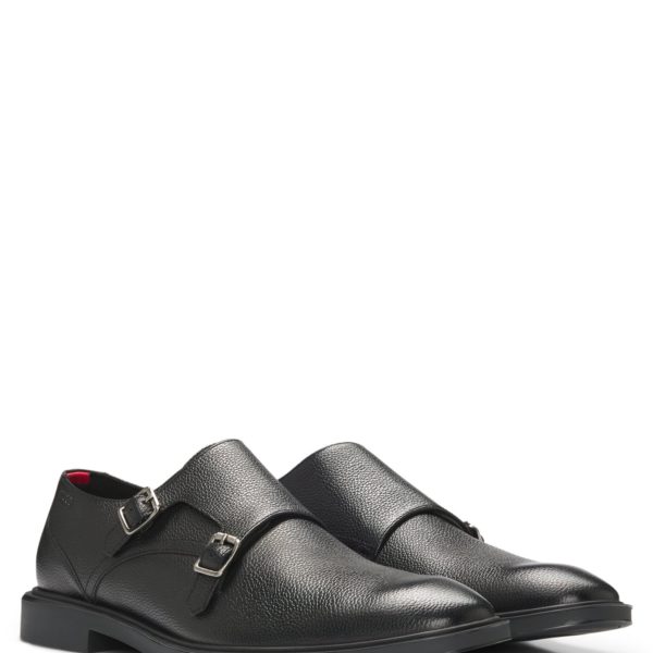 Hugo Boss Chaussures à double bride en cuir grainé