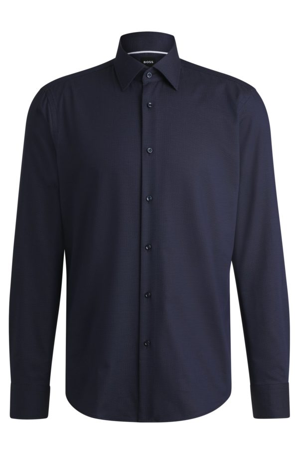 Hugo Boss Chemise Regular en coton stretch à micro motif