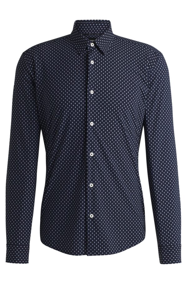 Hugo Boss Chemise Slim en tissu stretch performant à imprimé géométrique