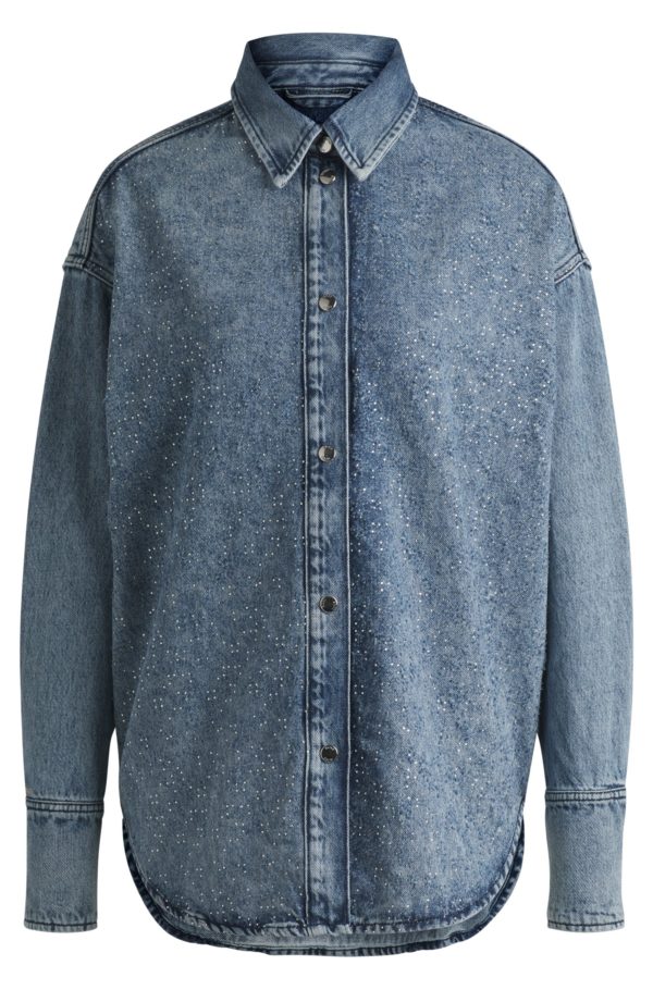 Hugo Boss Chemisier en jean orné de strass