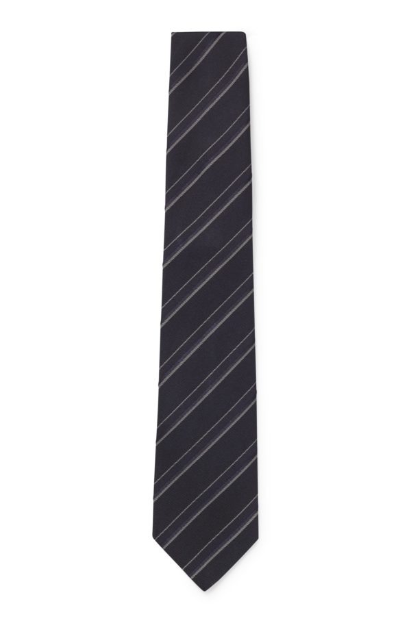Hugo Boss Cravate en jacquard italien de soie et de coton à rayures en diagonale