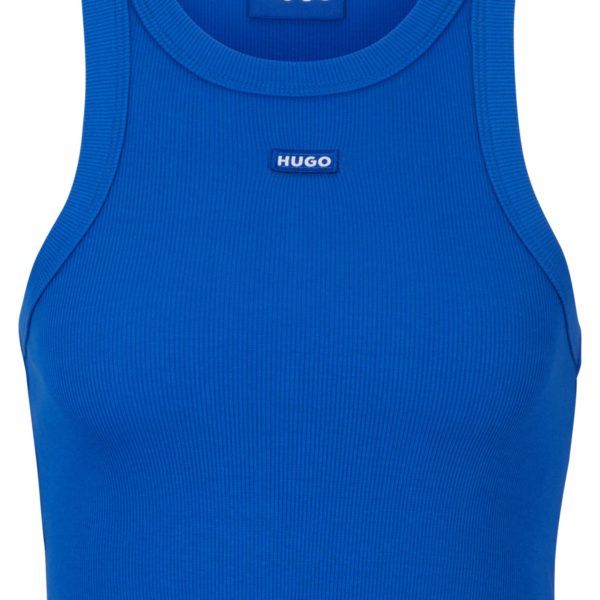 Débardeur en coton stretch côtelé avec badge logoté – Hugo Boss