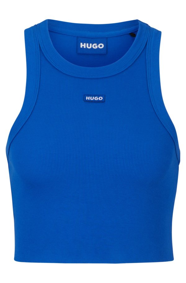 Hugo Boss Débardeur en coton stretch côtelé avec badge logoté