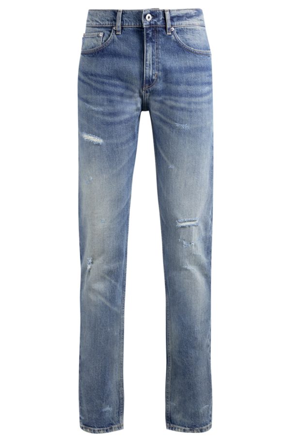 Hugo Boss Jean Slim en denim stretch bleu aux effets usés
