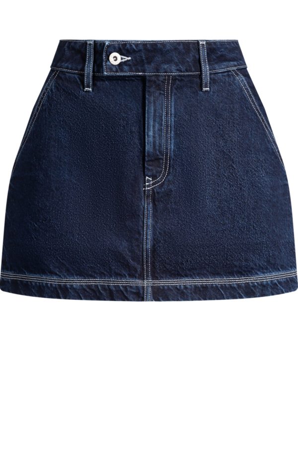 Hugo Boss Jupe courte en denim avec surpiqûres contrastantes