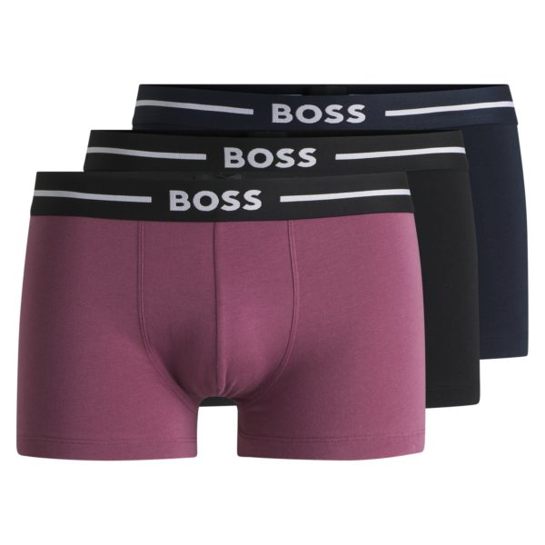 Lot de trois boxers courts en coton stretch avec taille logotée – Hugo Boss