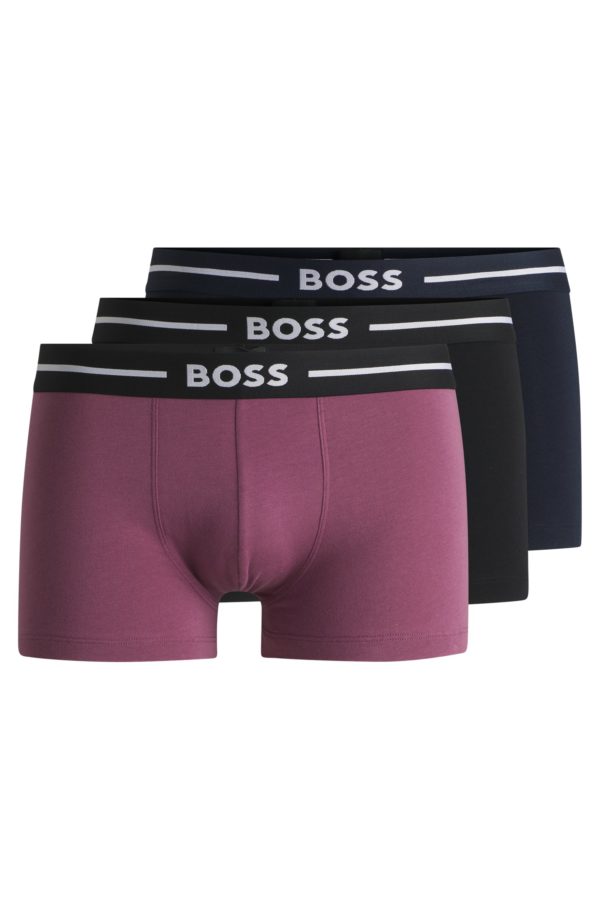 Hugo Boss Lot de trois boxers courts en coton stretch avec taille logotée