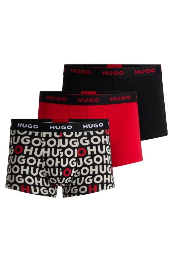 Hugo Boss Lot de trois boxers courts en coton stretch avec taille logotée