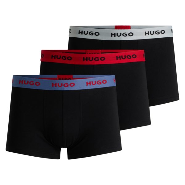 Lot de trois boxers courts en coton stretch avec taille logotée – Hugo Boss