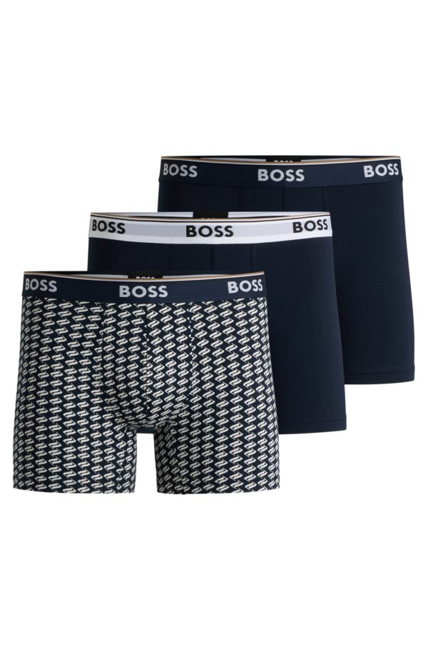 Hugo Boss Lot de trois boxers longs en coton stretch avec logos