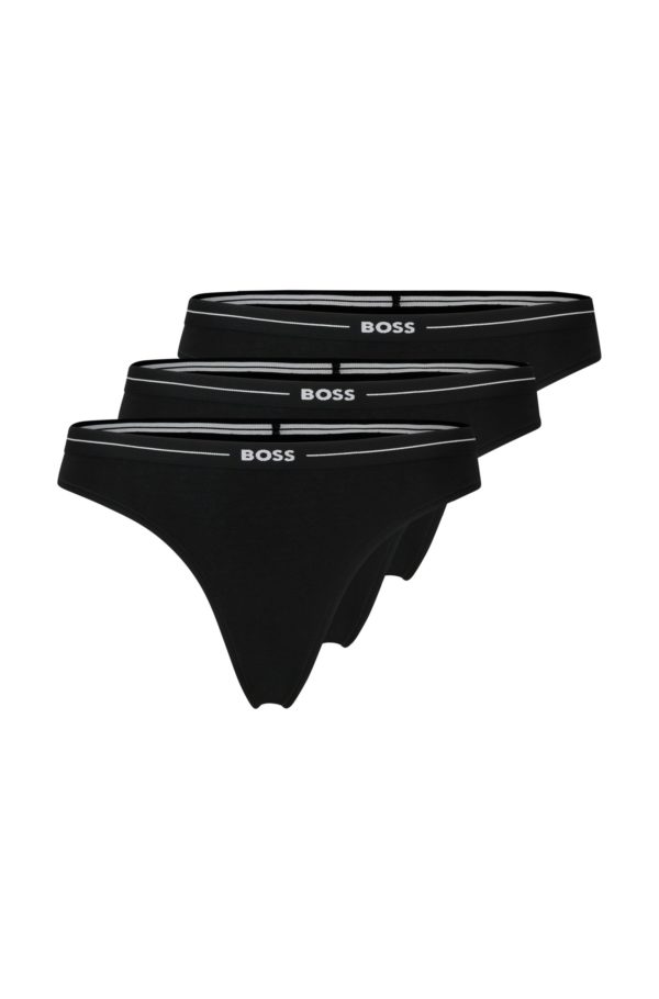 Hugo Boss Lot de trois strings en coton stretch avec taille à logo