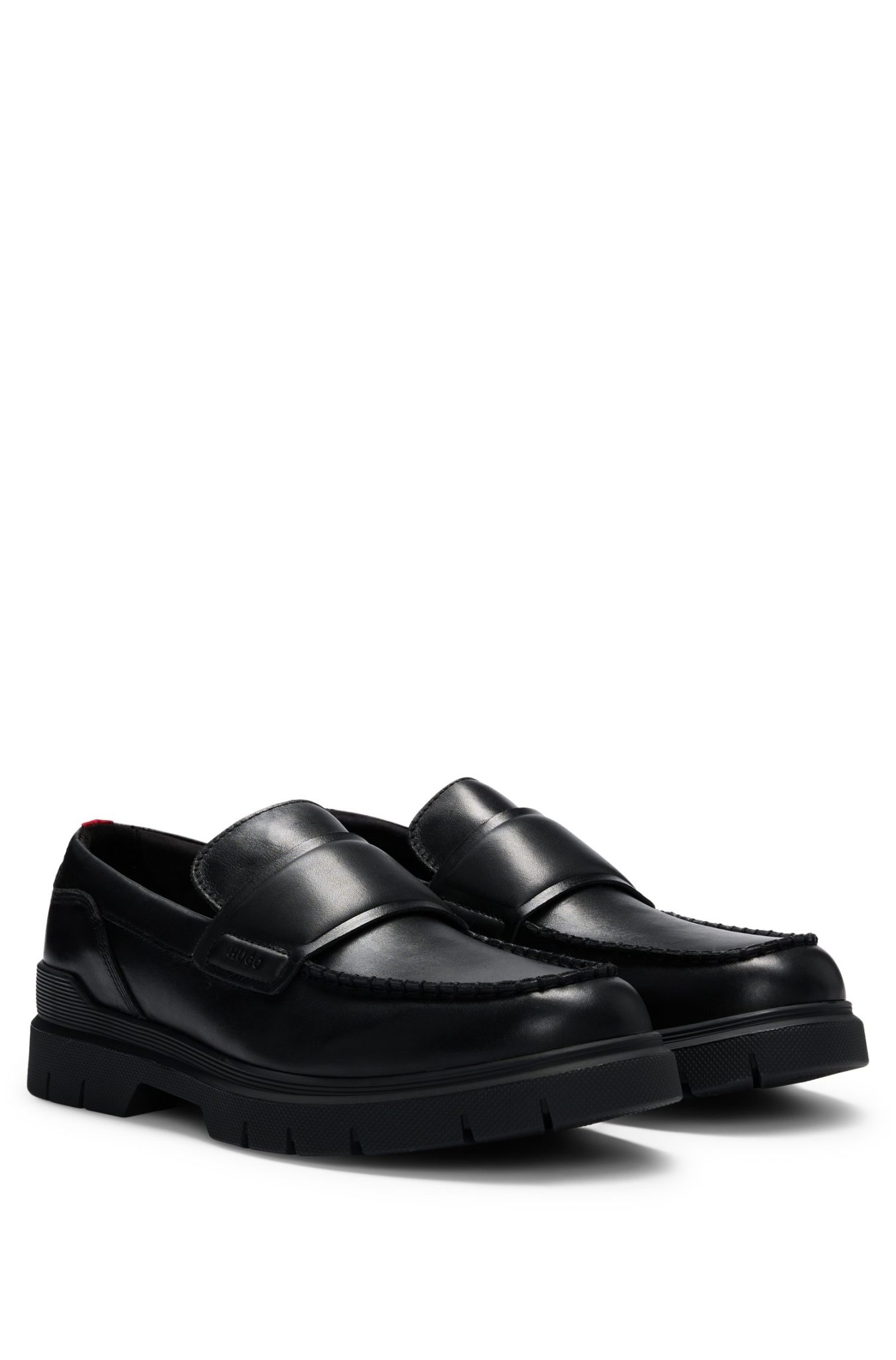 Hugo Boss Mocassins en cuir à double surpiqûre