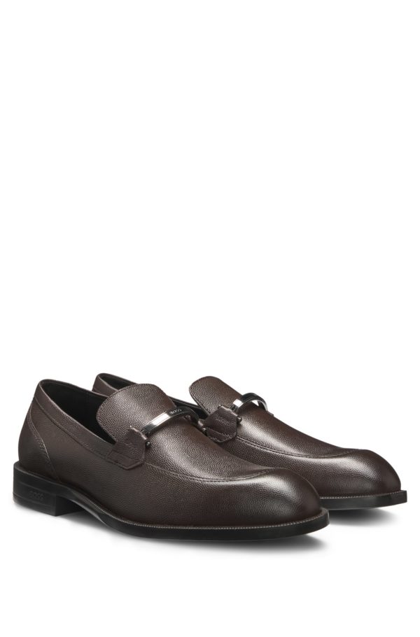 Hugo Boss Mocassins en cuir imprimé avec garniture logotée