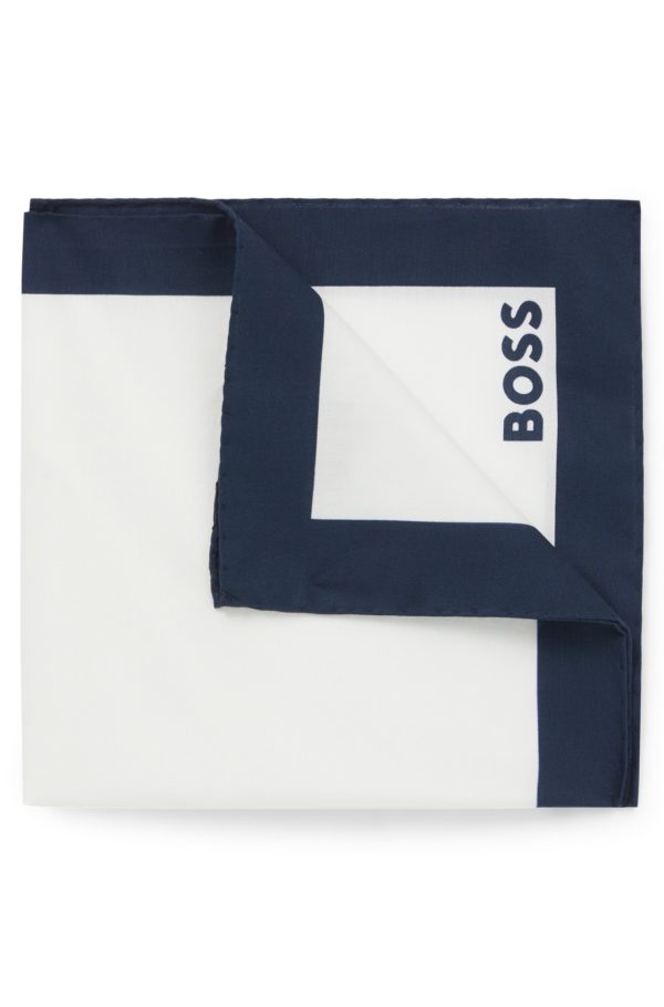 Hugo Boss Pochette de costume en coton à logo et bordure imprimés