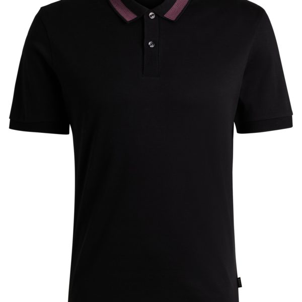 Hugo Boss Polo Slim en coton mercerisé avec col à rayures