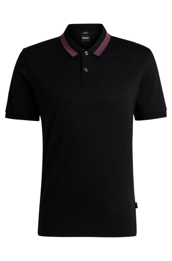 Hugo Boss Polo Slim en coton mercerisé avec col à rayures