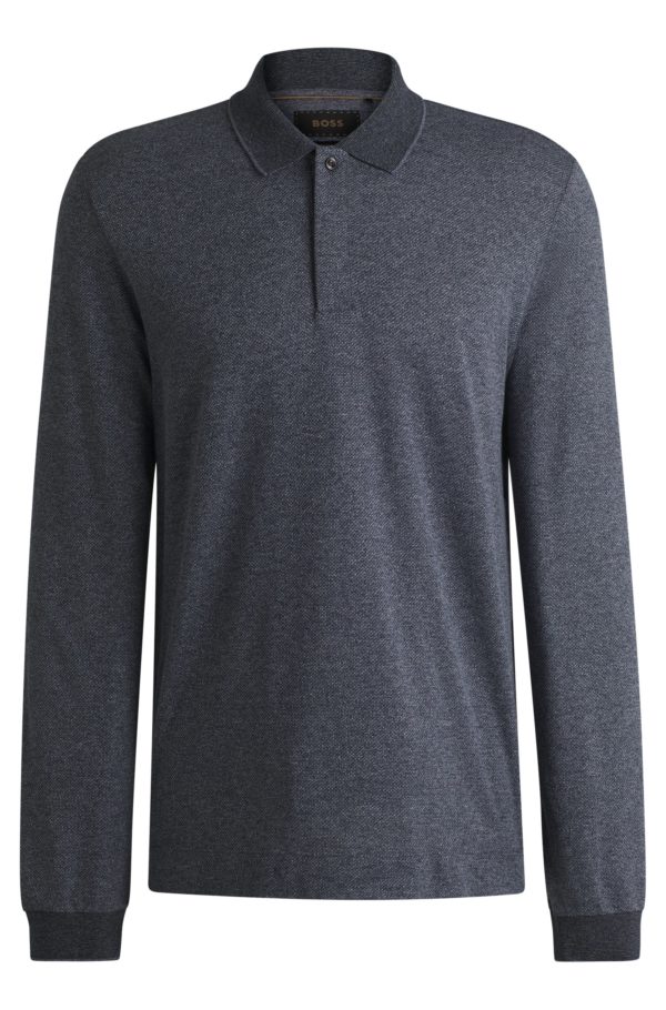 Hugo Boss Polo en maille à manches longues en coton mouliné et soie