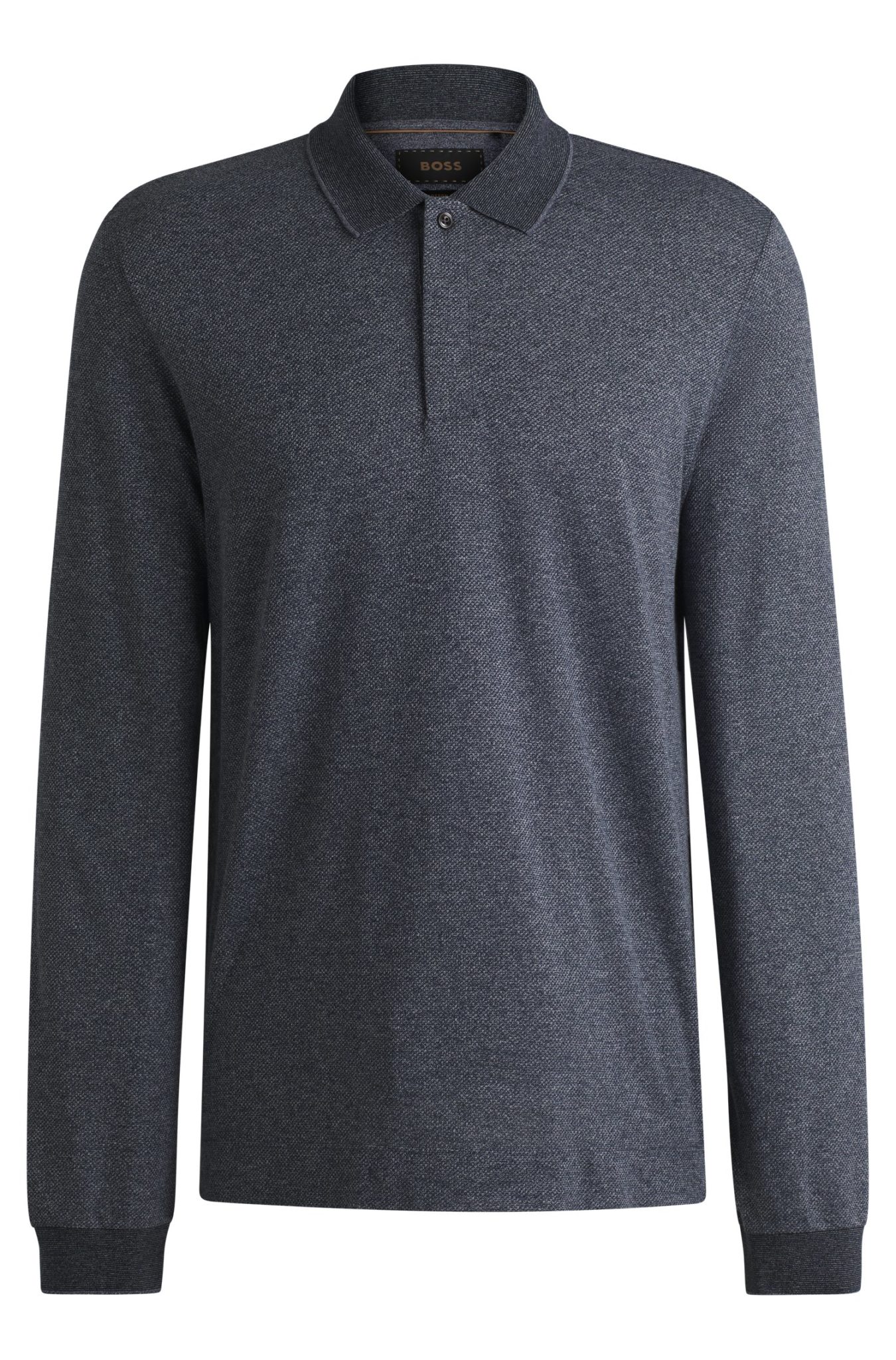 Hugo Boss Polo en maille à manches longues en coton mouliné et soie