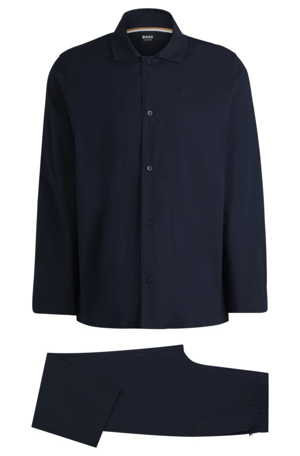 Hugo Boss Pyjama en popeline stretch avec logo brodé