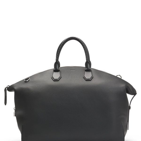 Sac de voyage en cuir grainé avec cadenas en métal amovible – Hugo Boss