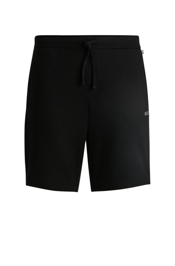 Hugo Boss Short de pyjama à la structure gaufrée avec logo brodé