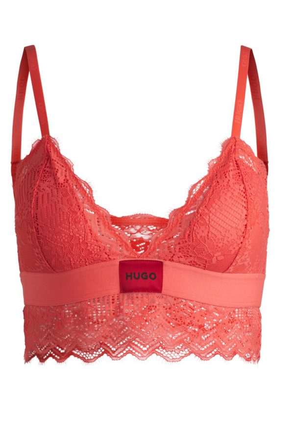 Hugo Boss Soutien-gorge avec bordure en dentelle et étiquette logotée rouge